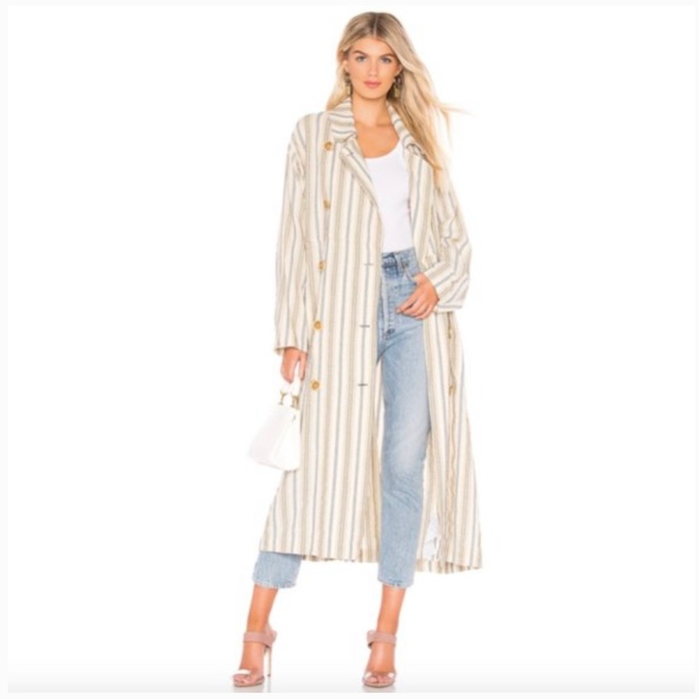 Free People Sweet Melody Natural Stripe Trench M size